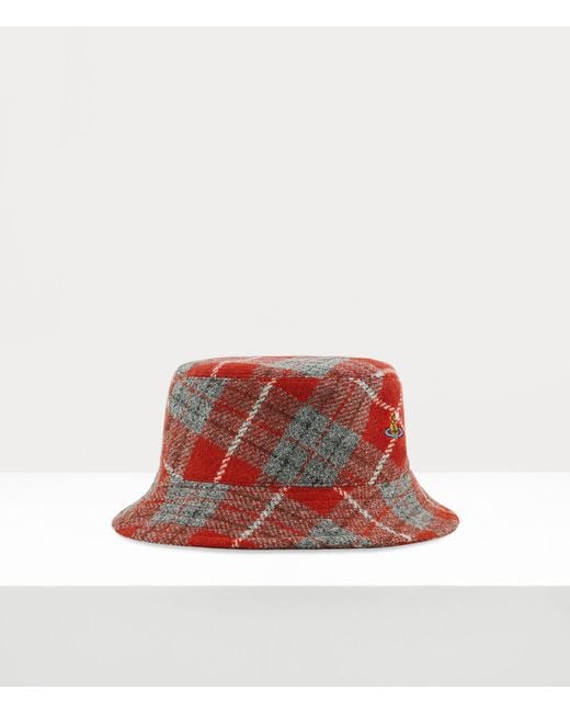 Vivienne Westwood Bucket Hat Harris Tweed Tartan Red S Unisex