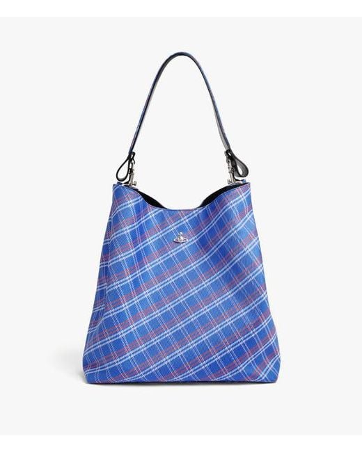 Vivienne Westwood Blue Lottie Large Shoulder Bag Stuart Check