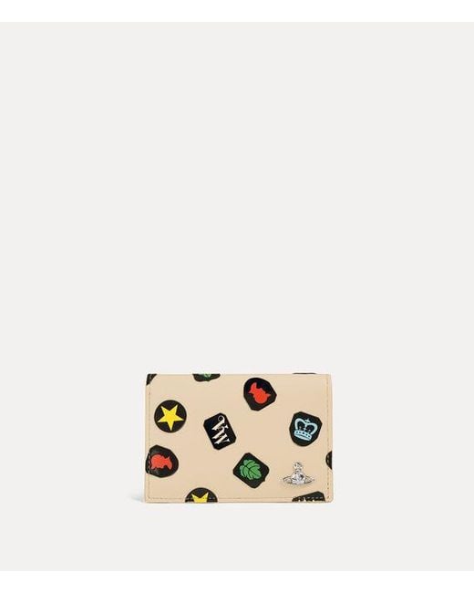 Vivienne Westwood Natural Flap Card Holder Printed Leather