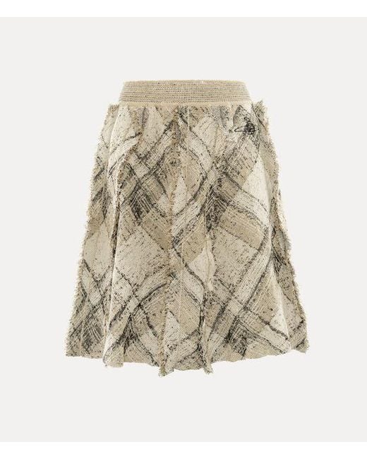 Vivienne Westwood Natural Broken Tartan Skirt Cotton Linen Blend