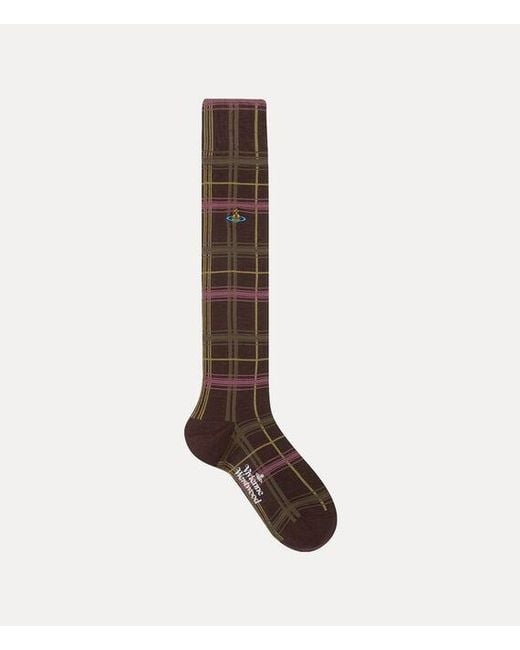 Vivienne Westwood Brown Multicheck High Sock Multicheck