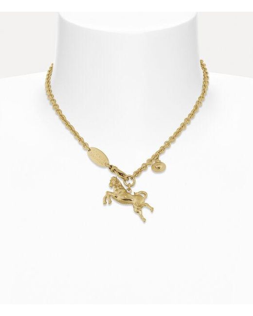 Vivienne Westwood Metallic Horse Pendant Necklace Brass