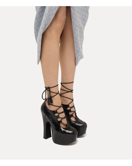 Vivienne Westwood Black Elevated Ghillie Platform Leather