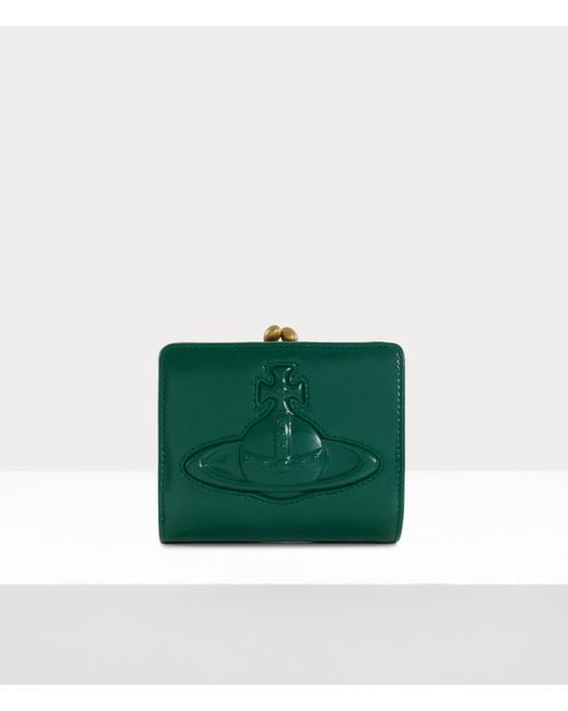 Vivienne Westwood Frame Pocket Wallet Shiny Leather Green-inj-orb One Size Women