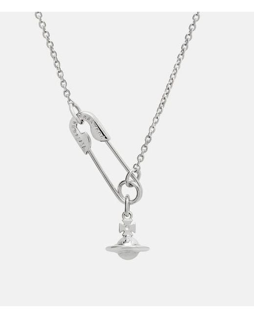 Vivienne Westwood White Safety Pin Pendant Necklace