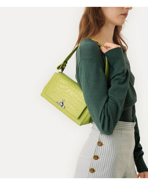 Vivienne Westwood Yellow Hazel Medium Handbag Emboss Croc Leather