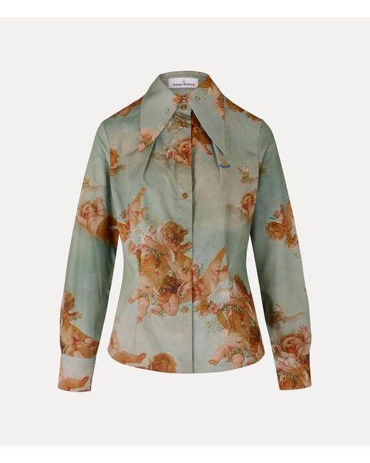 Vivienne Westwood Green Violin Shirt Printed Poplin