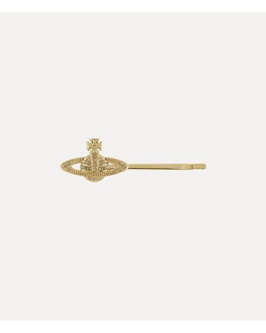 Vivienne Westwood White Mini Bas Relief Bobby Pin Topaz Crystals