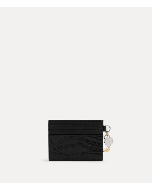 Vivienne Westwood Black Card Holder With Charms Emboss-Croc/Supple