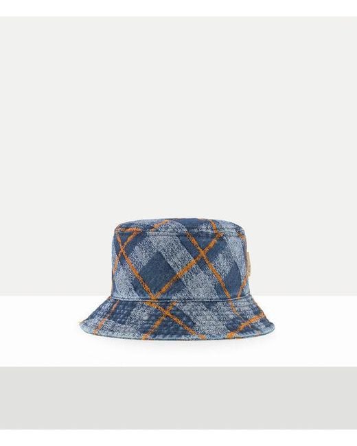 Vivienne Westwood Blue Bucket Hat Denim Tartan