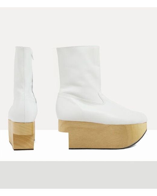 Vivienne Westwood White Rocking Horse Boot Leather