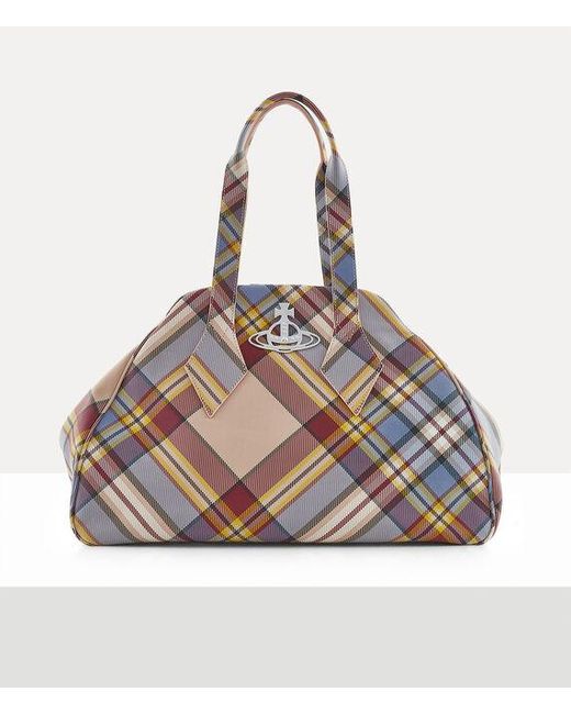 Vivienne Westwood Gray Yasmine Large Handbag Nubuck Tartan