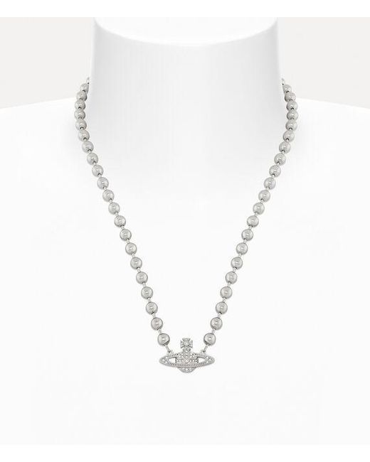 Vivienne Westwood Natural Thames Mini Bas Relief Necklace Cubic Zirconia for men