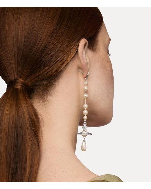 Vivienne Westwood Natural Broken Pearl Earrings Brass