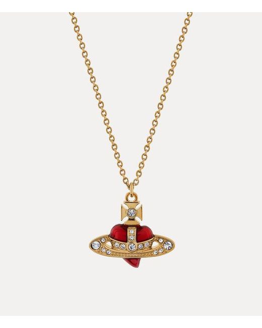 Vivienne Westwood Metallic New Diamante Heart Pendant Necklace Brass