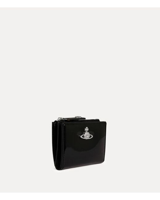 Vivienne Westwood Black Slim Flap Card Holder Patent Pu