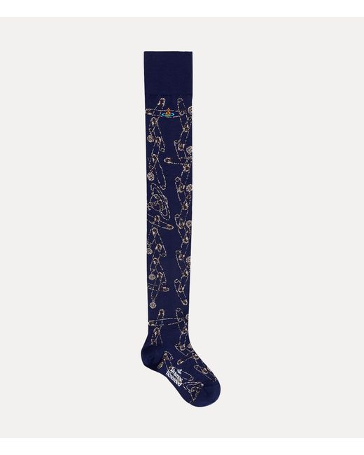 Vivienne Westwood Blue Safety Pin Over The Knee Socks Safety Pin Over The