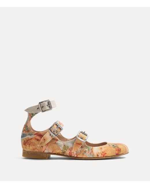 Vivienne Westwood Natural Roman Three Strap Sandal Printed Canvas