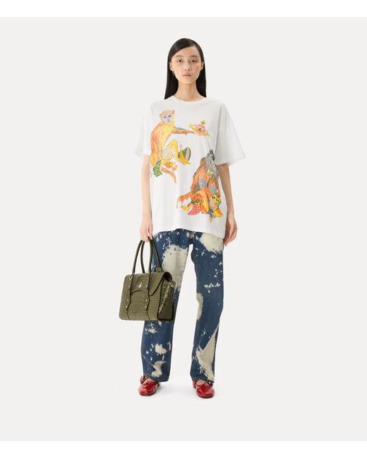 Vivienne Westwood White Monkeys Longline T-Shirt Cotton