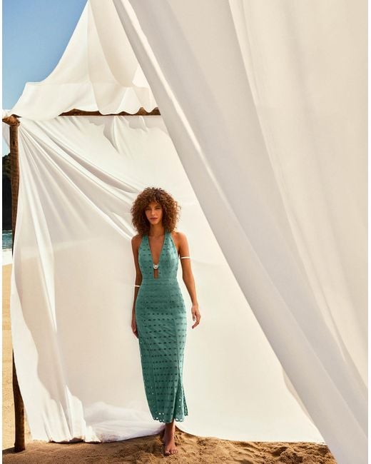 ViX Eyelet Maryse Long Dress (exchange Only) in Green | Lyst