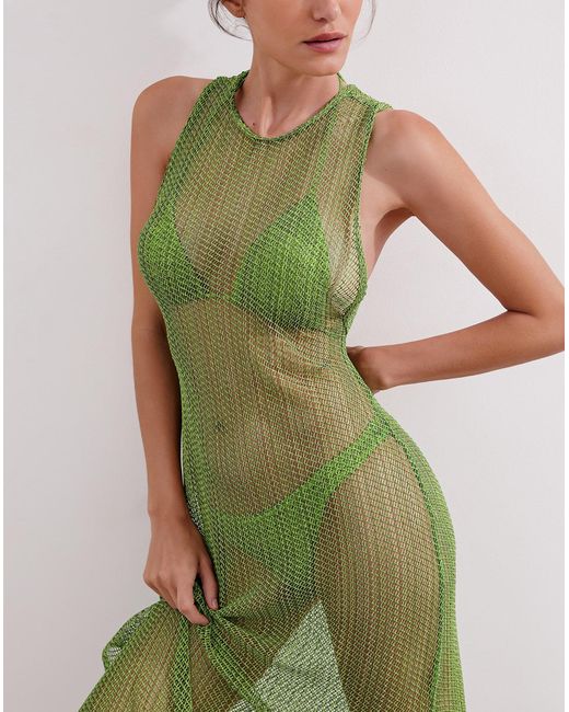 ViX Green Mesh Twist Long Cover Up