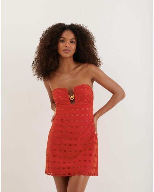 ViX Eyelet Dora Mini Dress (exchange Only) in Red | Lyst