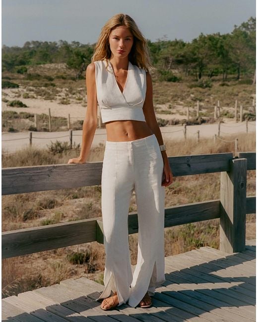 ViX White Alain Split Front Pants