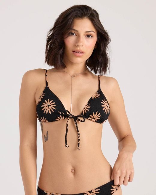 Volcom Black Bright & Sol Tie Front Triangle Top