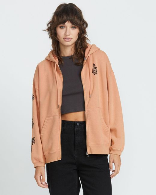 Volcom Brown Stone Art Up Zip Hoodie