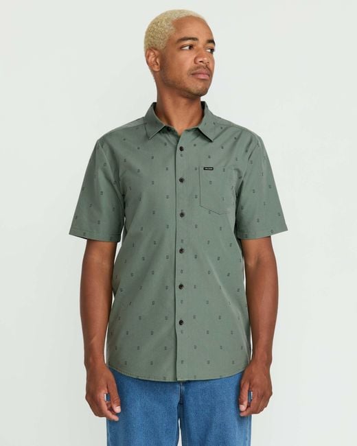 Volcom Men's Green Bankstone Short Sleeve Shirt