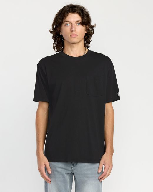 Volcom Black Solid Short Sleeve Pocket Tee for men