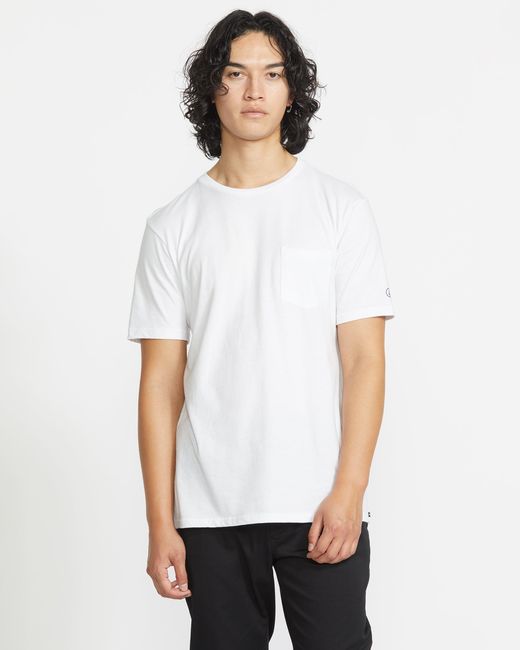 Volcom White Solid Short Sleeve Pocket Tee for men