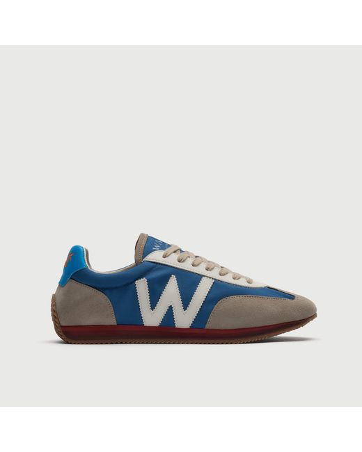 Walk London Blue Retro Runner Trainer for men