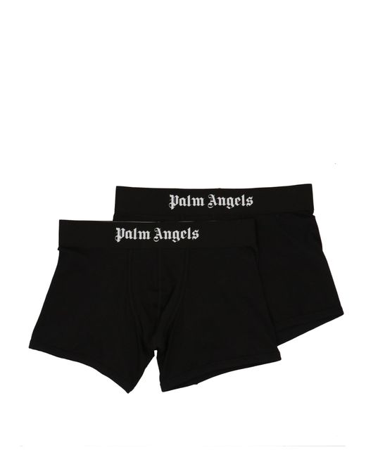 Palm Angels Black 2-boxer Logo Pack Underwear for men