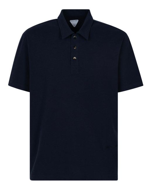 Polo Con Colletto Classico E Logo Ricamato Sul Fronte T di Bottega Veneta in Blue da Uomo