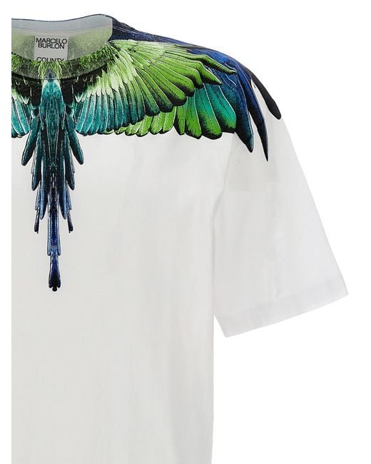 Icon Wings T Shirt Multicolor di Marcelo Burlon in Green da Uomo