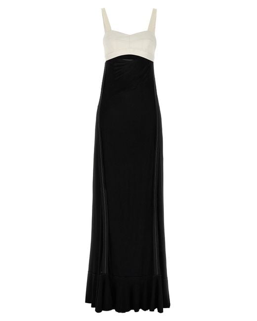 Victoria Beckham Black Cutout Two-tone Satin And Crepe Maxi Dress