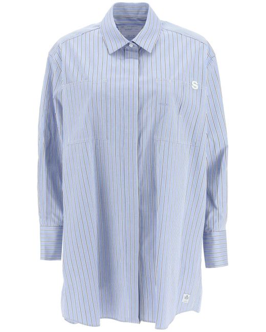 Sacai Blue Acai Striped Cotton Poplin Shirt