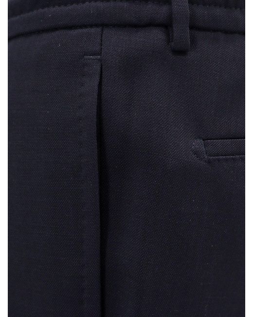 Boss Blue Virgin Wool Trouser With Elastic Waistband for men