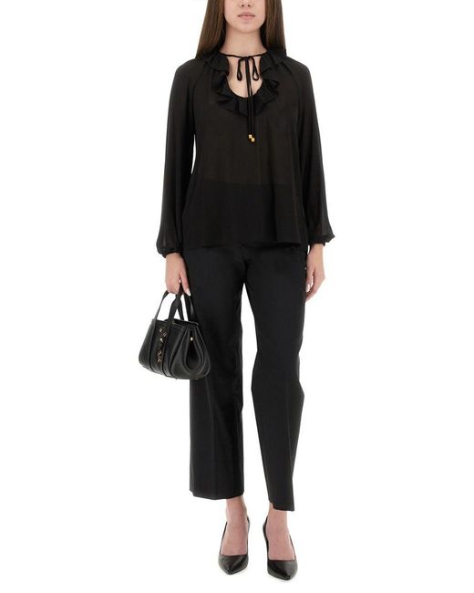 Ruffle Blouse-Donna di Michael Kors in Black