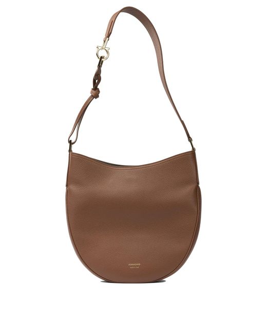 Leather Hobo Bag Borse A Tracolla Marrone-Donna di Ferragamo in Brown