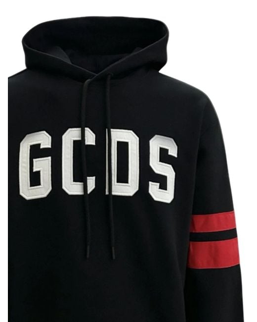 Gcds Black Regular Logo Hoodie for men