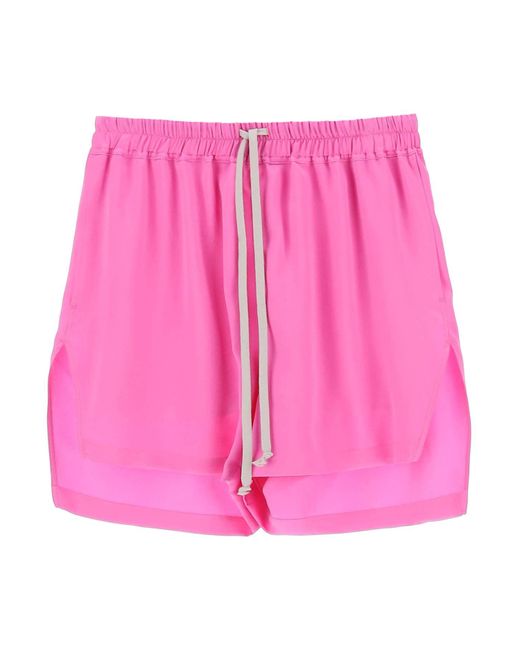 Rick Owens Pink Silk Satin Shorts