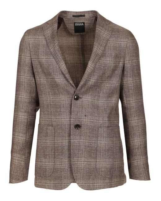 Zegna Brown Linen And Wool Jacket Jackets for men