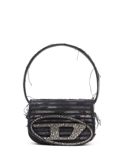 DIESEL Black 1Dr Denim Shoulder Bag With Used Effect
