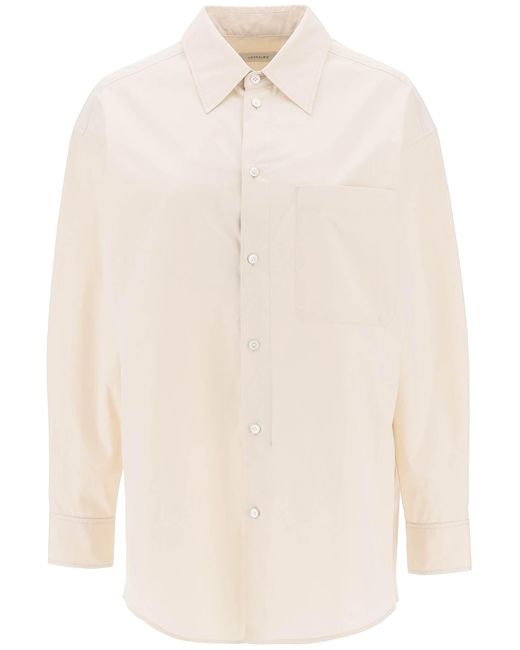 Lemaire White Oversized Shirt In Poplin