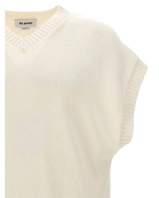 Knit Vest Gilet Bianco di Hed Mayner in White da Uomo