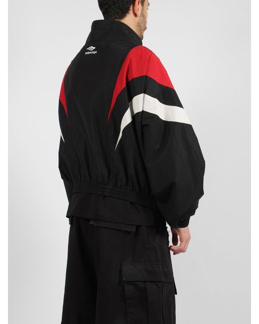 Balenciaga Red 3B Sports Icon Off Shoulder Tracksuit Jacket for men