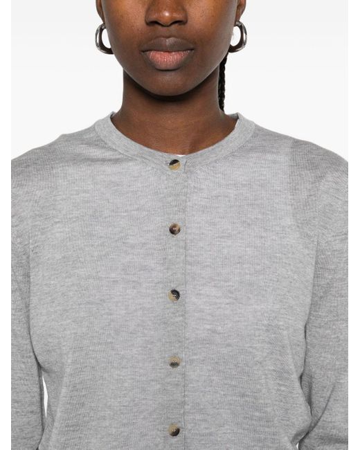 Khaite Gray Brieta Wool Cardigan