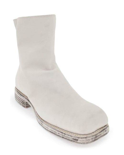 Guidi White Leather Ankle Boots for men